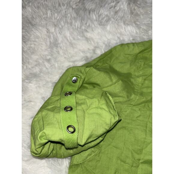 A Line Women’s Sz. 10 Green Roll Up Sleeves Blouse. Cute, Fun - Picture 2 of 9